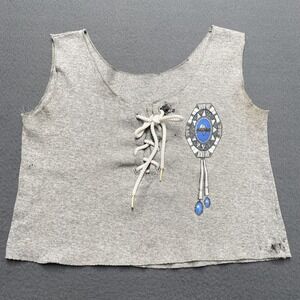 Vintage Easyriders Tank Top Womens Small Gray Lace Up Biker 1999 Festival‎ 90s